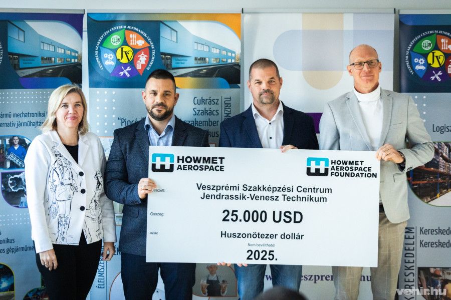25 ezer dolláros fejlesztési támogatást kapott a VSZC Jendrassik–Venesz Technikum a Howmet vállalattól